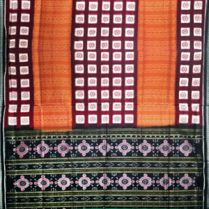 Sambalpuri Cotton Saree Light Maroon Color With Black Border - Sambalpuri Handloom By OdishaShop