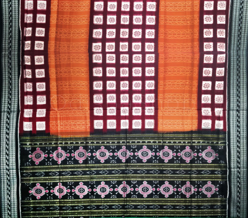 Buy Sambalpuri Cotton Saree Light Maroon Color - Odisha Shop