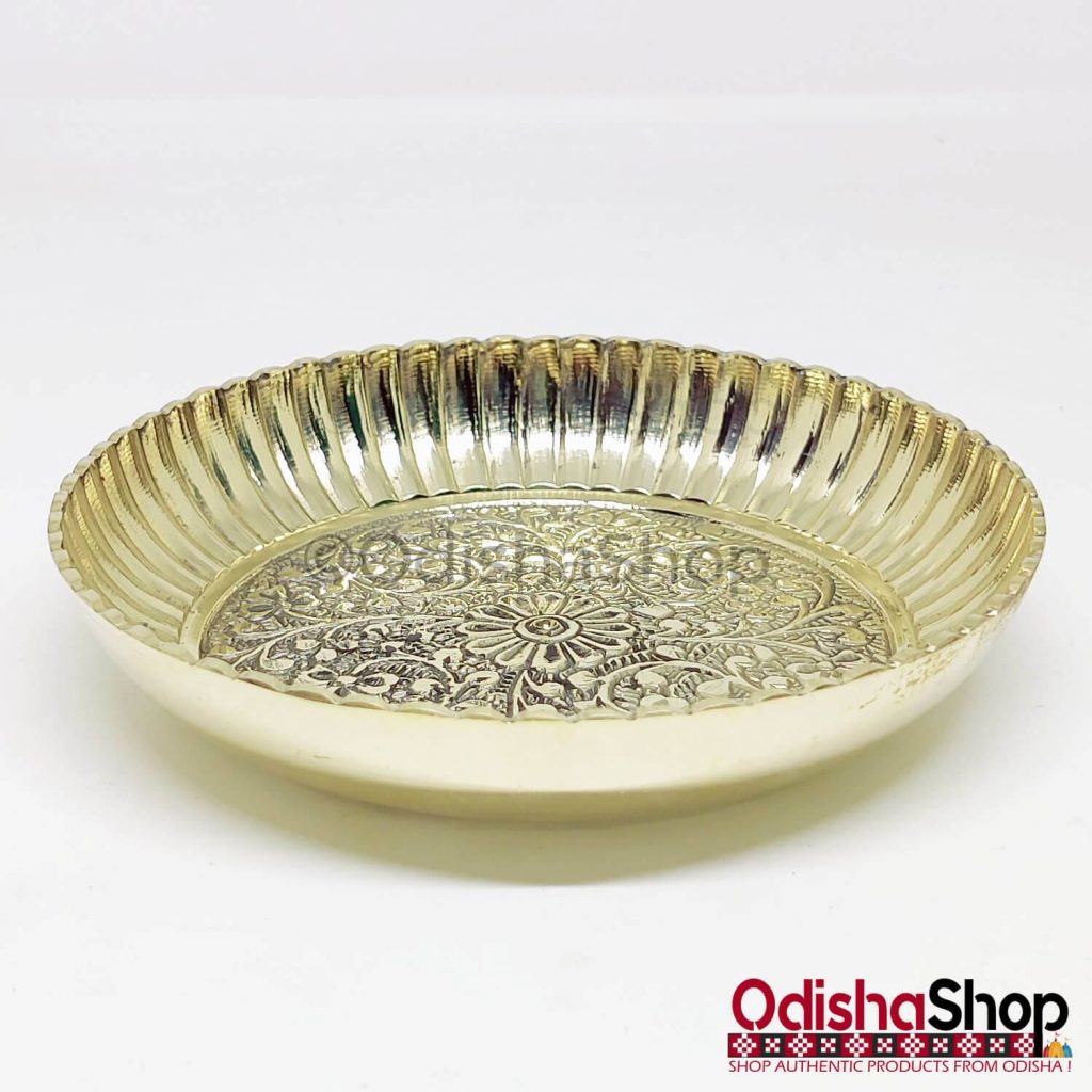 Buy Heavy Weight Brass Small design Plate For Puja From OdishaShop ...